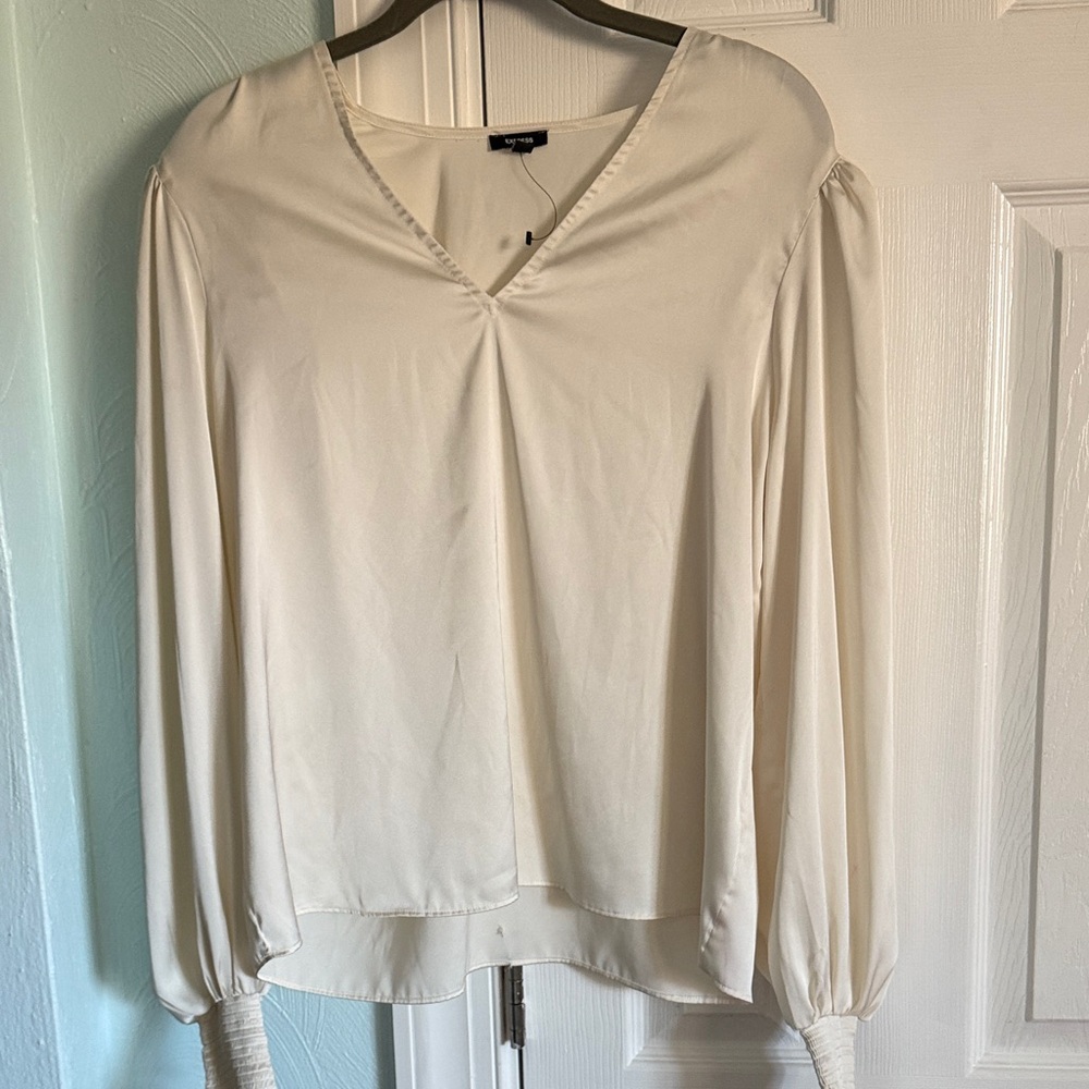 Express Cream V-Neck Blouse